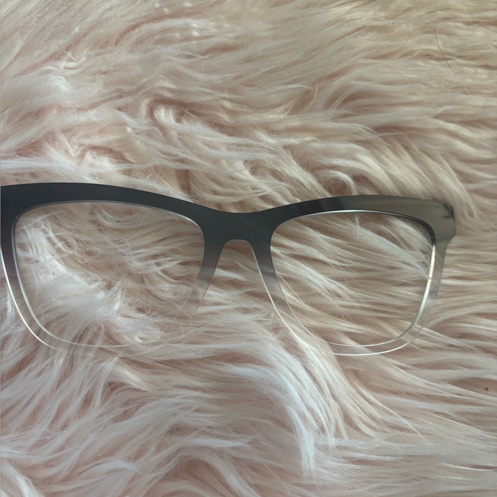 Stylish Ombre Square Frame Glasses — Gray to Clear Harper's